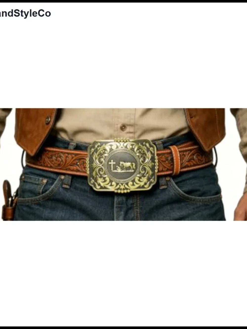 Western Cowboy Cross Kneeling Prayer Belt Buckle Zinc Alloy 1.5 inch